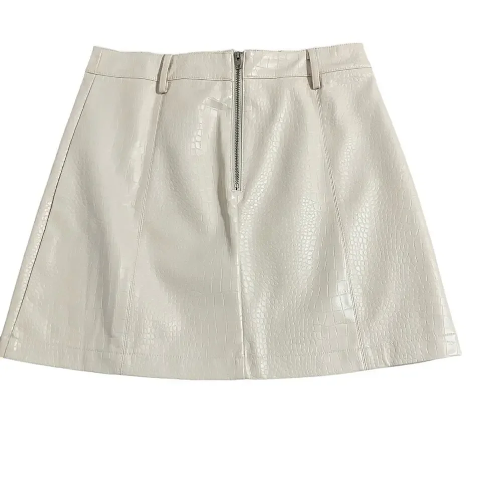 Miami off Cream  snakeskin Embossed Mini Skirt NWT Small